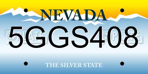 5GGS408 Nevada License Plate