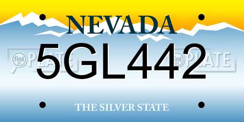 5GL442 Nevada License Plate