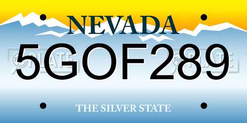 5GOF289 Nevada License Plate