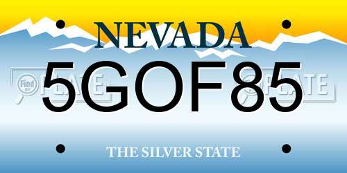 5GOF85 Nevada License Plate