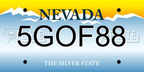 5GOF88 Nevada License Plate