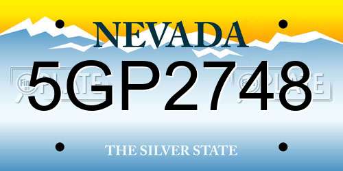 5GP2748 Nevada License Plate