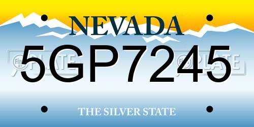 5GP7245 Nevada License Plate