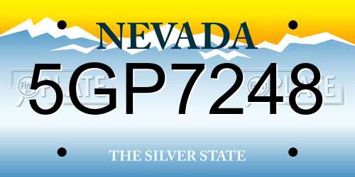 5GP7248 Nevada License Plate