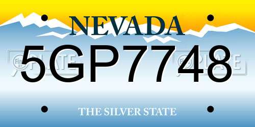 5GP7748 Nevada License Plate