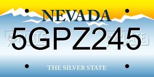 5GPZ245 Nevada License Plate