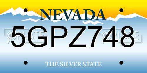 5GPZ748 Nevada License Plate