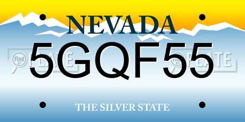 5GQF55 Nevada License Plate