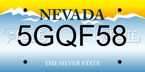 5GQF58 Nevada License Plate