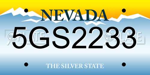 5GS2233 Nevada License Plate