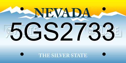 5GS2733 Nevada License Plate