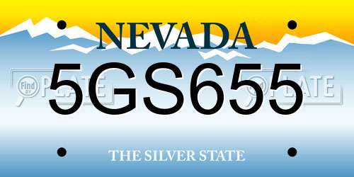 5GS655 Nevada License Plate