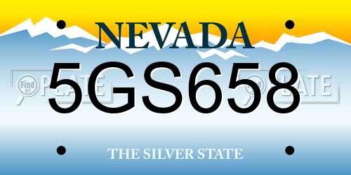 5GS658 Nevada License Plate