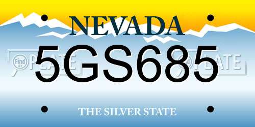 5GS685 Nevada License Plate