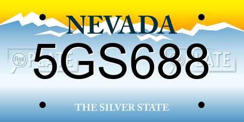 5GS688 Nevada License Plate