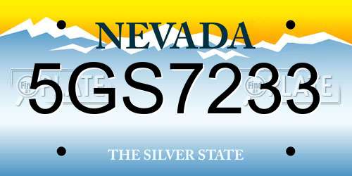 5GS7233 Nevada License Plate