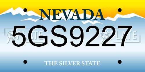 5GS9227 Nevada License Plate