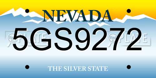 5GS9272 Nevada License Plate