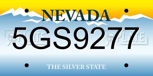 5GS9277 Nevada License Plate