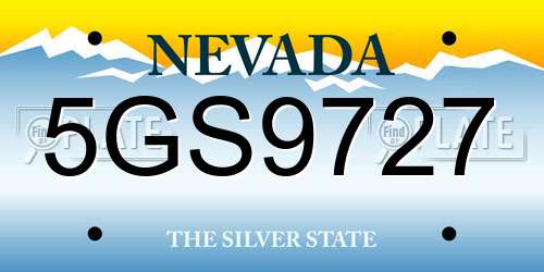 5GS9727 Nevada License Plate