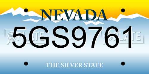 5GS9761 Nevada License Plate
