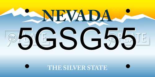 5GSG55 Nevada License Plate