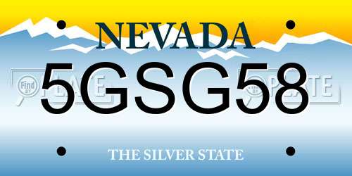 5GSG58 Nevada License Plate