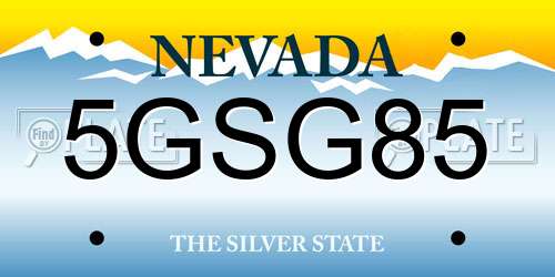5GSG85 Nevada License Plate