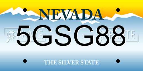 5GSG88 Nevada License Plate