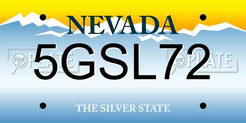 5GSL72 Nevada License Plate
