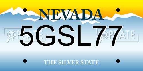 5GSL77 Nevada License Plate