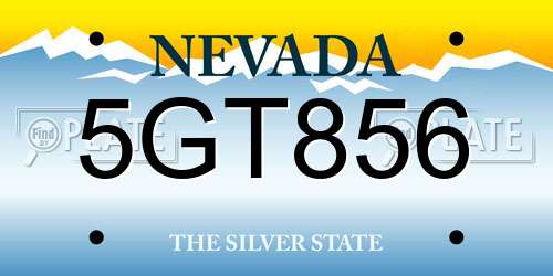 5GT856 Nevada License Plate