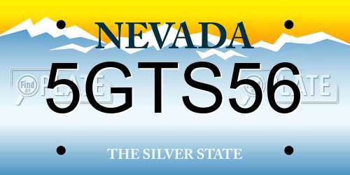 5GTS56 Nevada License Plate