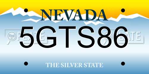 5GTS86 Nevada License Plate