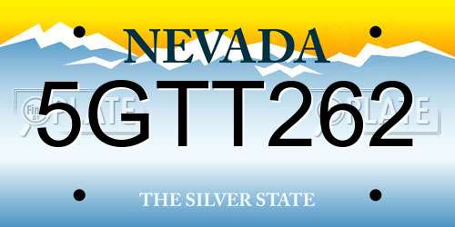 5GTT262 Nevada License Plate