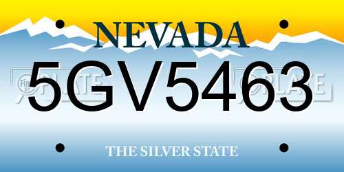 5GV5463 Nevada License Plate