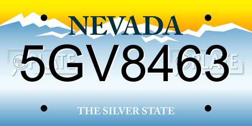 5GV8463 Nevada License Plate