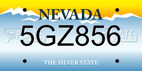5GZ856 Nevada License Plate