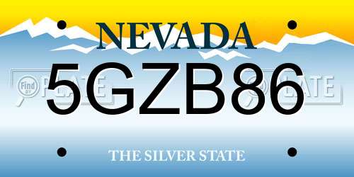 5GZB86 Nevada License Plate