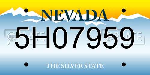 5H07959 Nevada License Plate