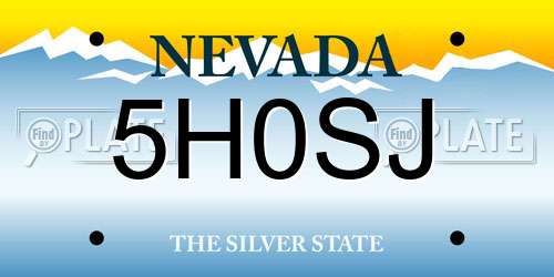 5H0SJ Nevada License Plate