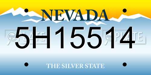 5H15514 Nevada License Plate