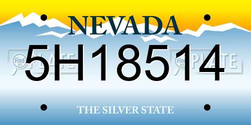 5H18514 Nevada License Plate
