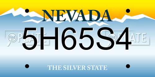 5H65S4 Nevada License Plate