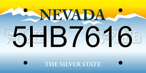 5HB7616 Nevada License Plate