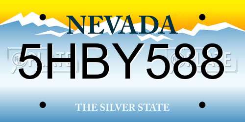 5HBY588 Nevada License Plate