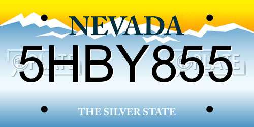 5HBY855 Nevada License Plate