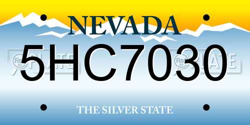 5HC7030 Nevada License Plate