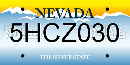 5HCZ030 Nevada License Plate