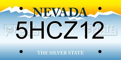 5HCZ12 Nevada License Plate